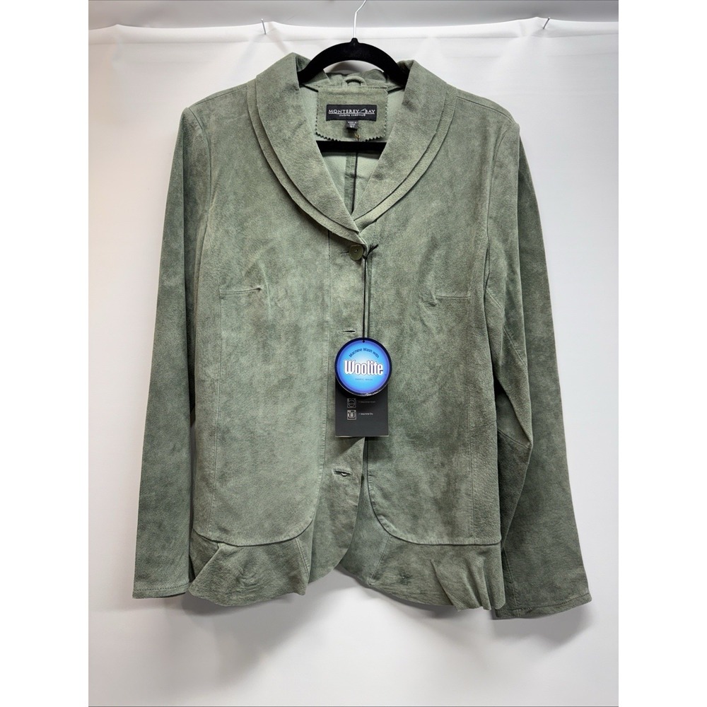 VTG NWT Monterey Bay Women Sz S Tailored Blazer Jacket Suede Olive Green Boho